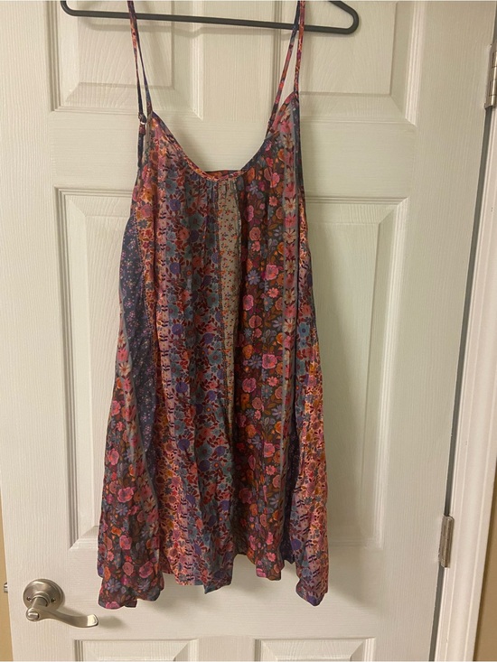 NATURAL LIFE Dresses & Skirts - NATURAL LIFE Floral Patchwork Mini Dress in Pink, Blue, Brown